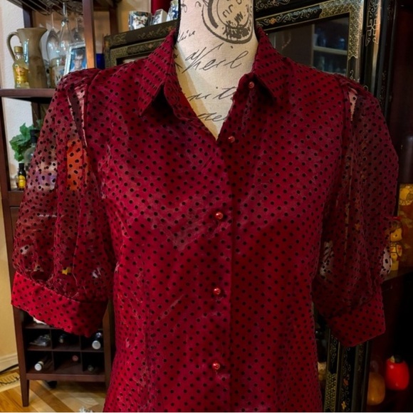 Haute Monde Puff Sleeve Polka Dot Blouse - Picture 2 of 5